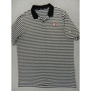 Stanford Cardinal Nike Dri Fit Striped Golf Polo Shirt (Men's XL) White/Black